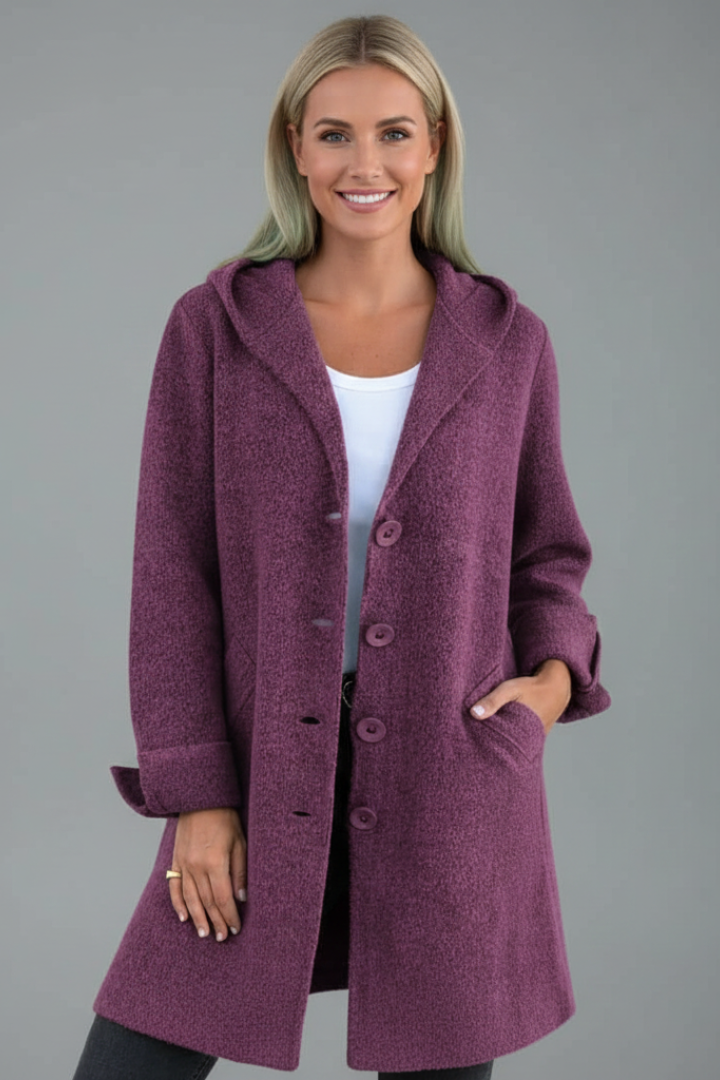 Women’s Coat with Lapel Collar and Button Closure