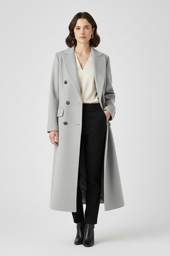 Women’s Coat with Lapel Collar and Button Fastening