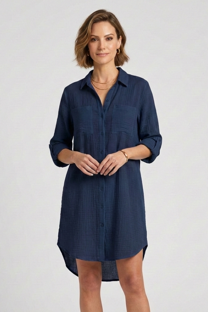 Women’s Cover Up with Button Fastening and Long Sleeves