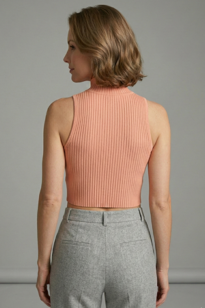 Women’s Crop Top with High Neck and Front Cut-Out
