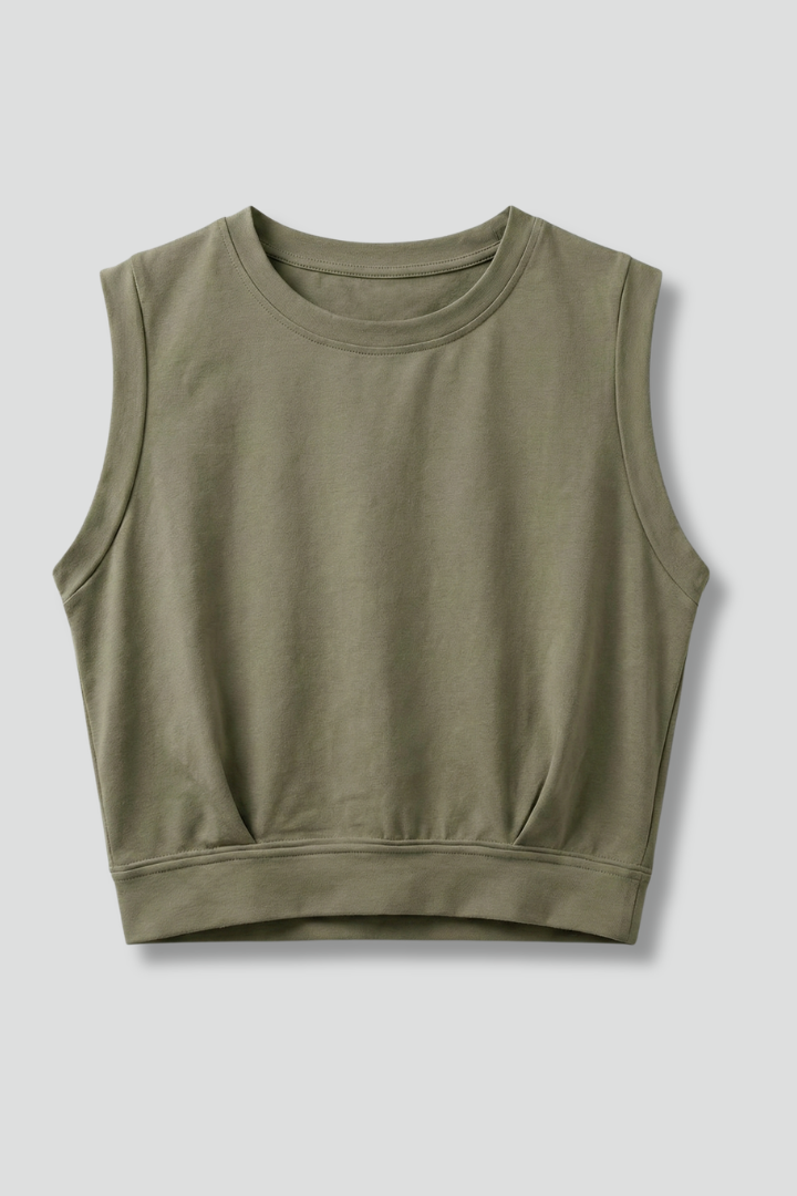 Women’s Crop Top with Round Neck and Wide Shoulders