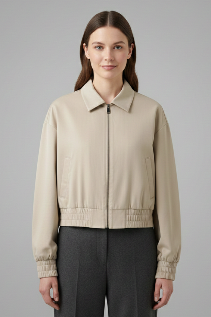 Women’s Cropped Jacket with Zip Closure
