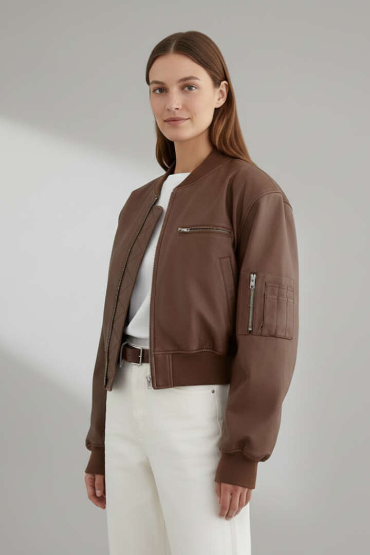 Women’s Cropped Jacket with Zip Closure