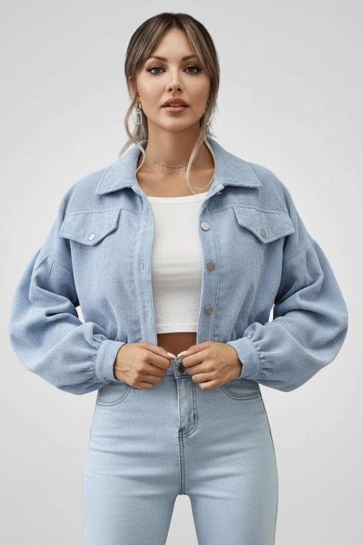 Women’s Cropped Jacket with Zip Closure