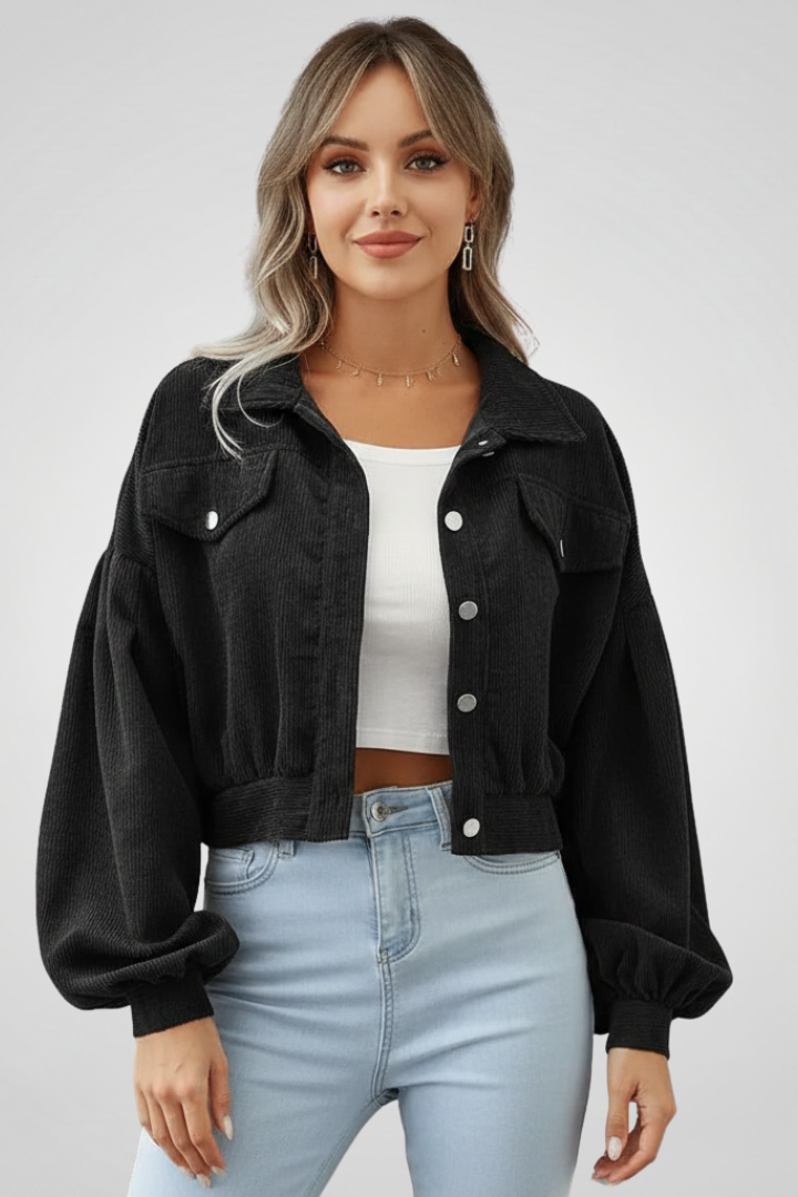 Women’s Cropped Jacket with Zip Closure