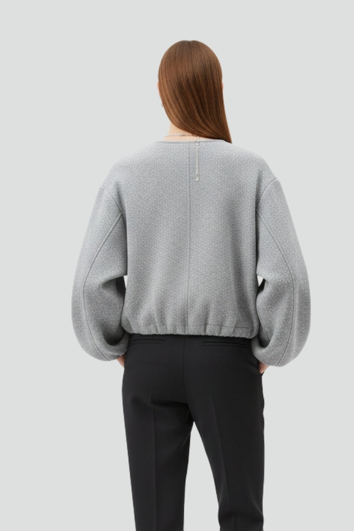 Women’s Cropped Jacket with Zip Fastening and Long Sleeves