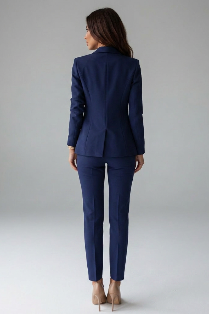 Women's Double-Breasted Blazer Set with Buttons for Office Wear