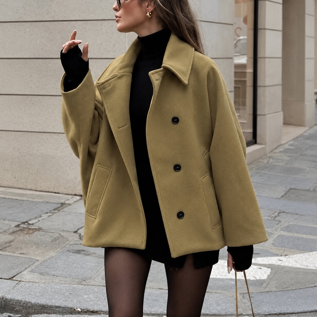 Women's Double-Breasted Cape Coat Oversized Collar