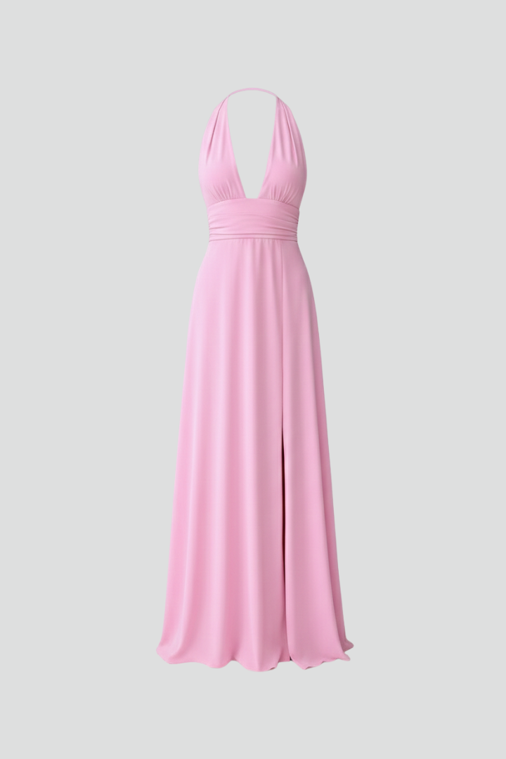 Women’s Dress with Halter Neck and Side Slit
