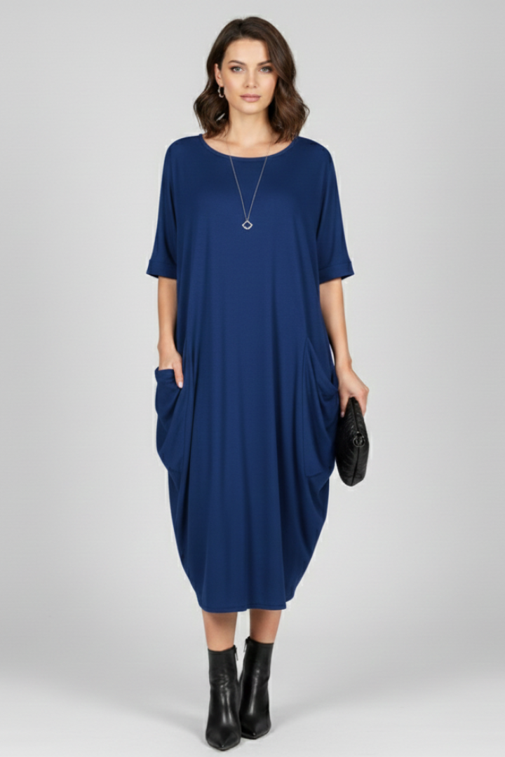 Women’s Dress with Round Neck and Short Sleeves