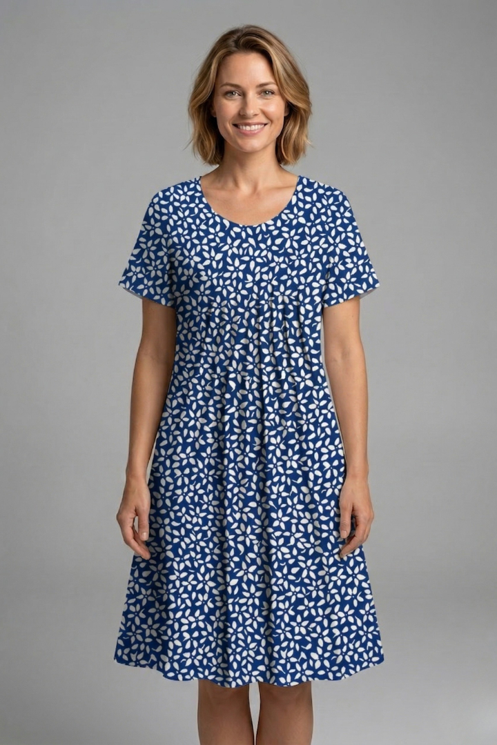 Women’s Dress with Round Neck and Short Sleeves