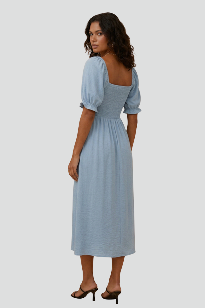 Women’s Dress with Smocked Bodice and Side Slit