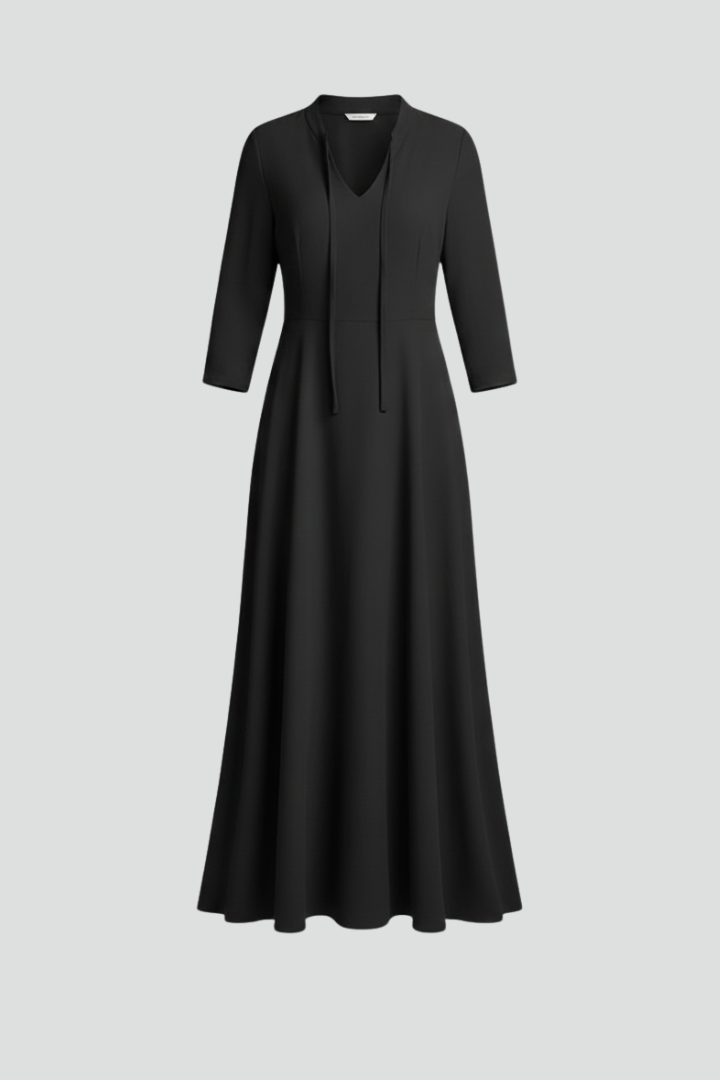 Women’s Dress with V-Neckline and Long Sleeves