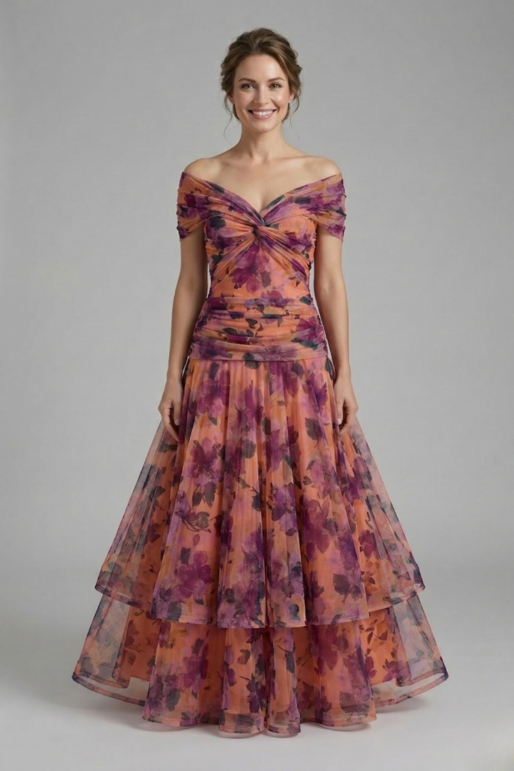 Women’s Dress with V Neck and Draped Bodice