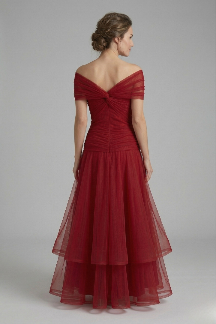 Women’s Dress with V Neck and Draped Bodice