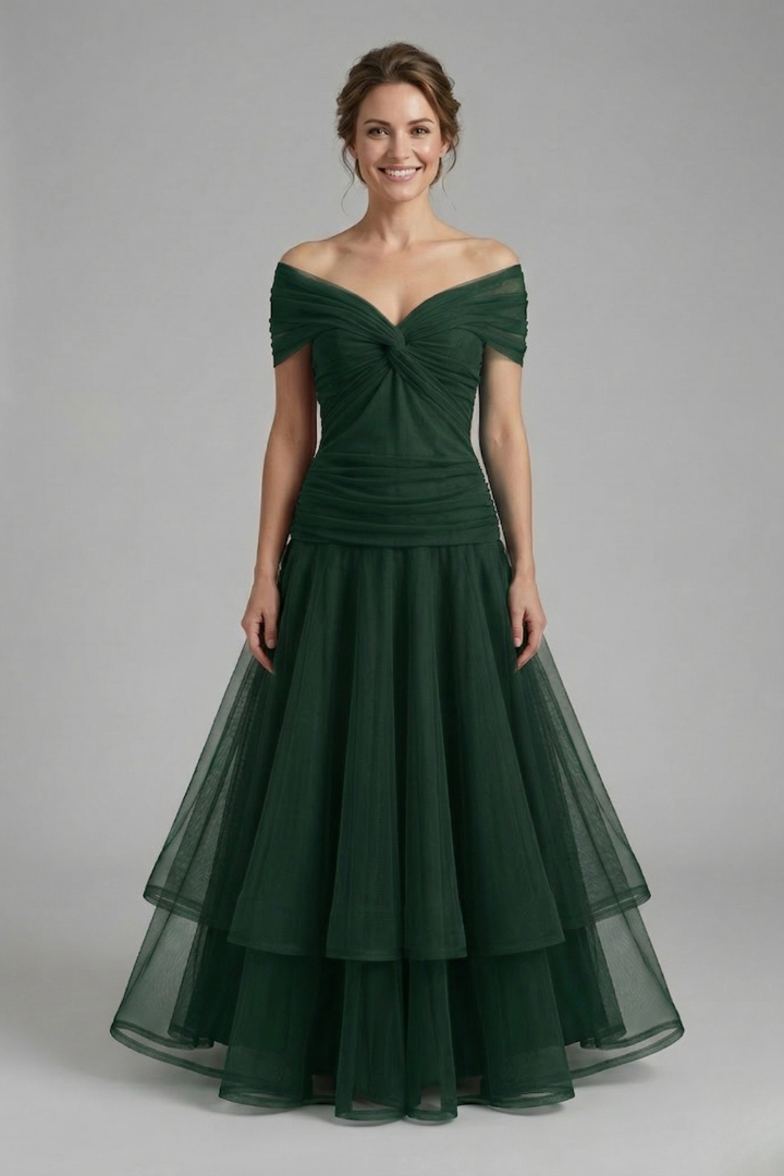 Women’s Dress with V Neck and Draped Bodice