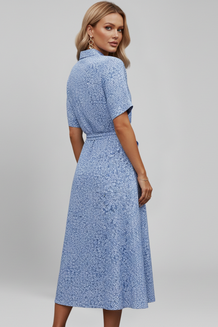 Women’s Dress with V Neckline and Button Closure