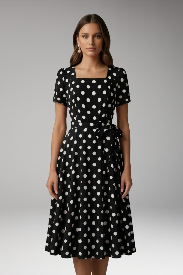 Women’s Dress with V Neckline and Short Sleeves