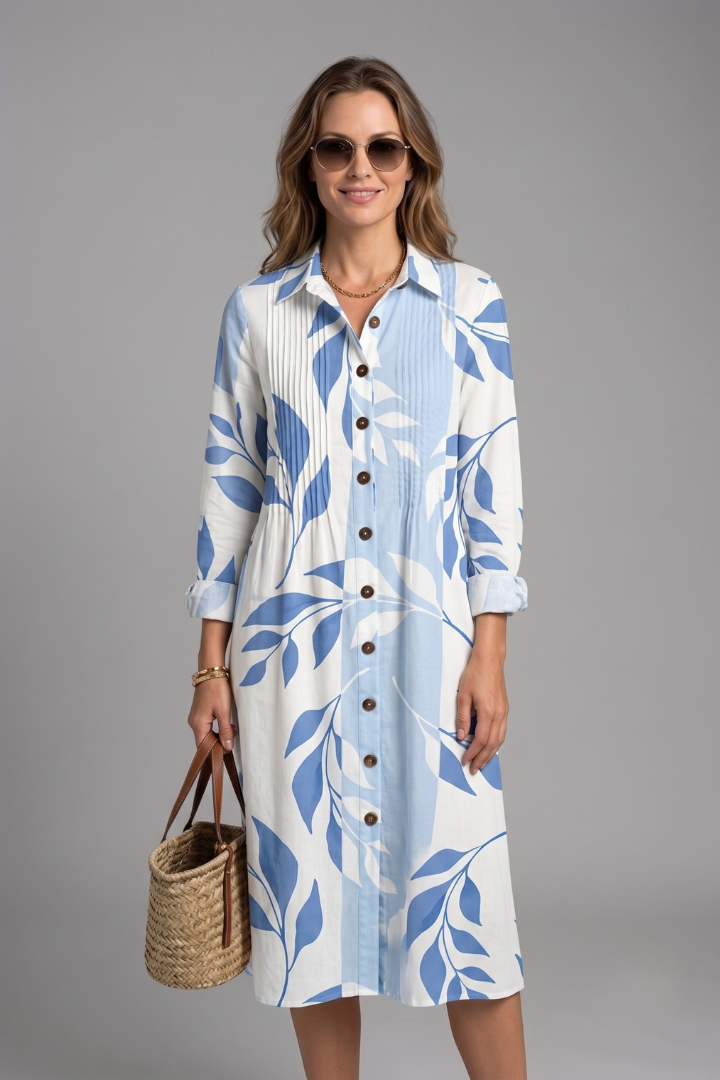 Women's Elegant Boho Dress with Button Front for Casual Wear