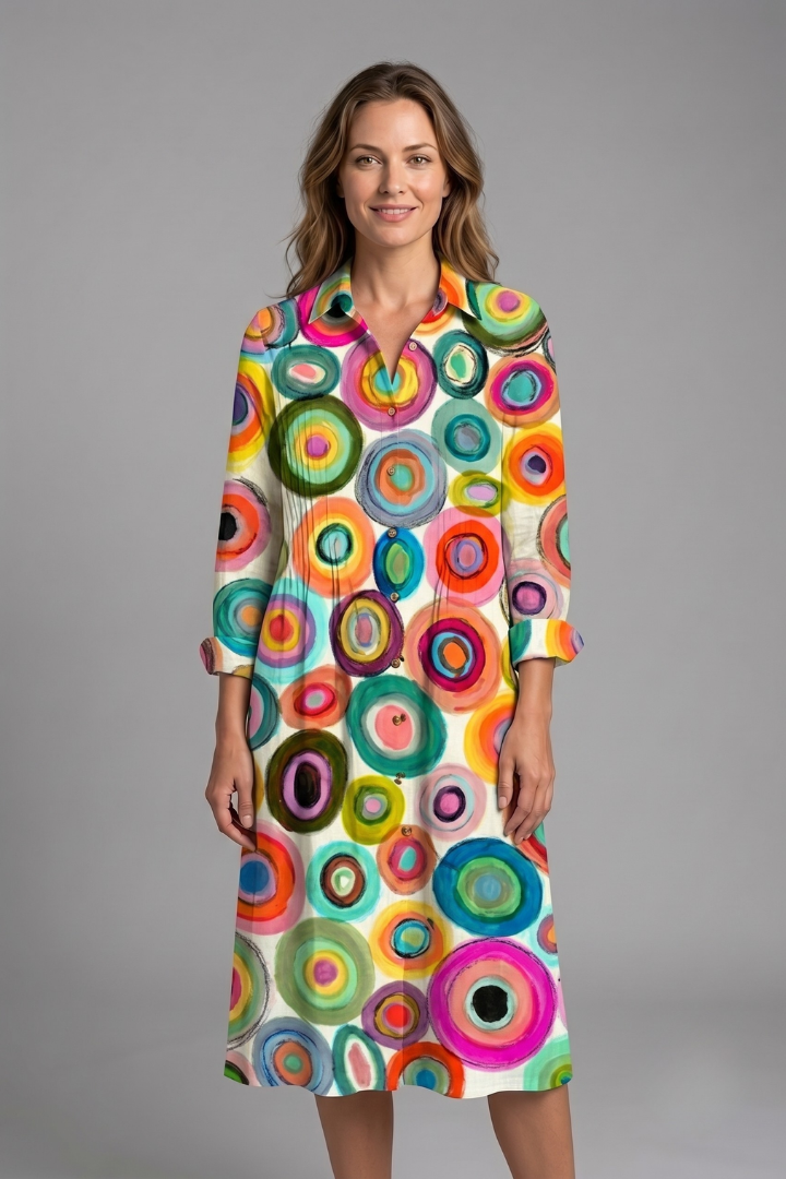 Women's Elegant Boho Dress with Button Front for Casual Wear