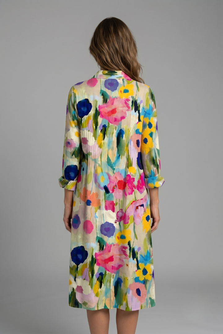 Women's Elegant Boho Dress with Button Front for Casual Wear