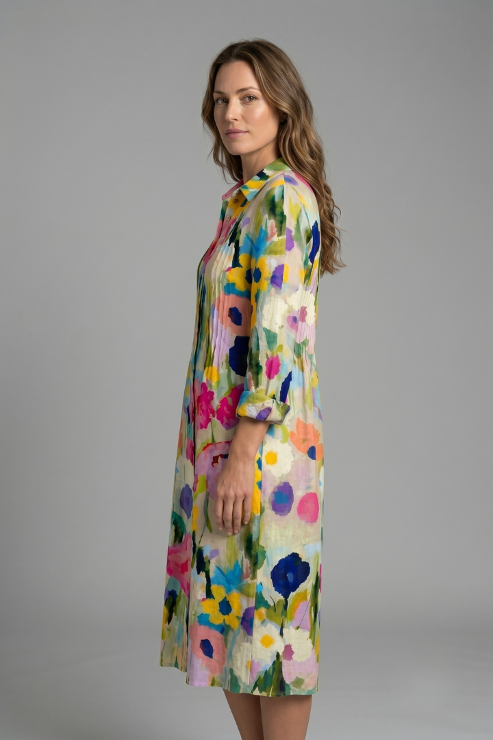 Women's Elegant Boho Dress with Button Front for Casual Wear