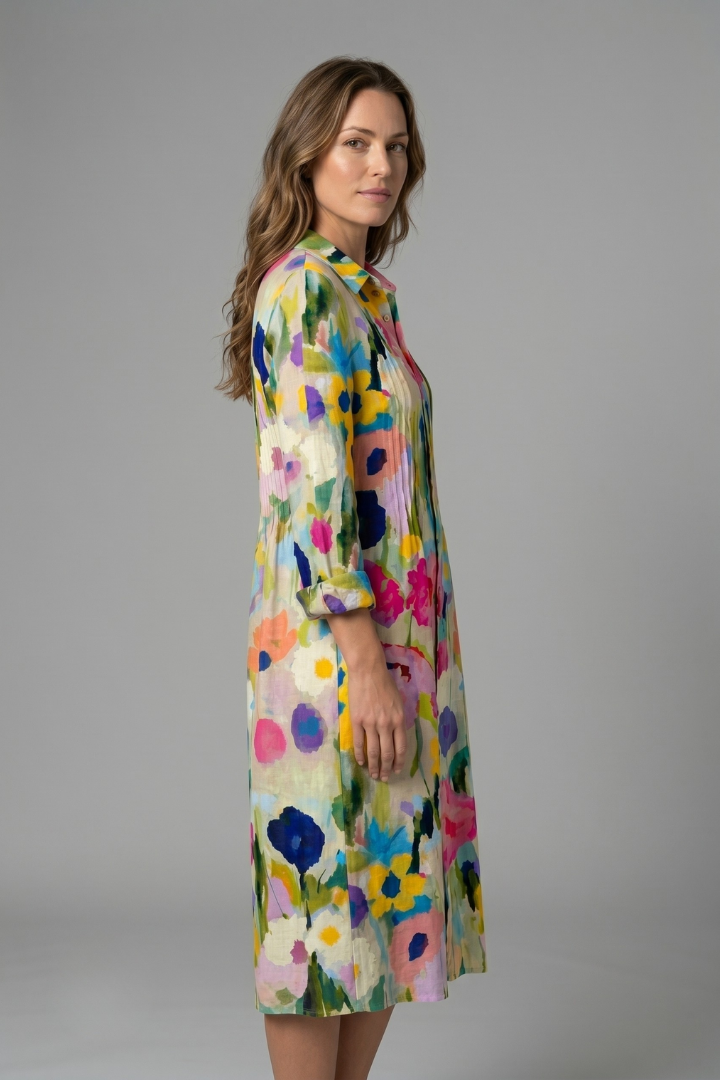 Women's Elegant Boho Dress with Button Front for Casual Wear