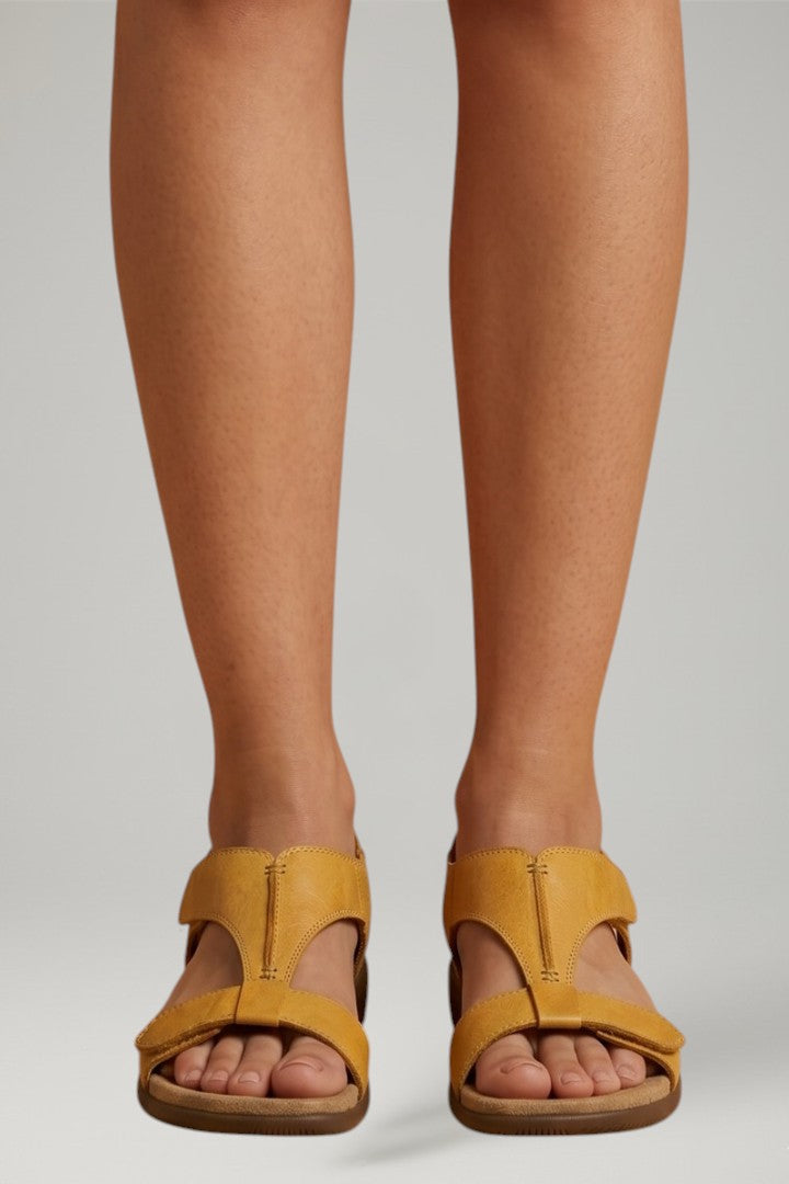 Women's Flat Sandals with Cushioned Footbed and T-Strap