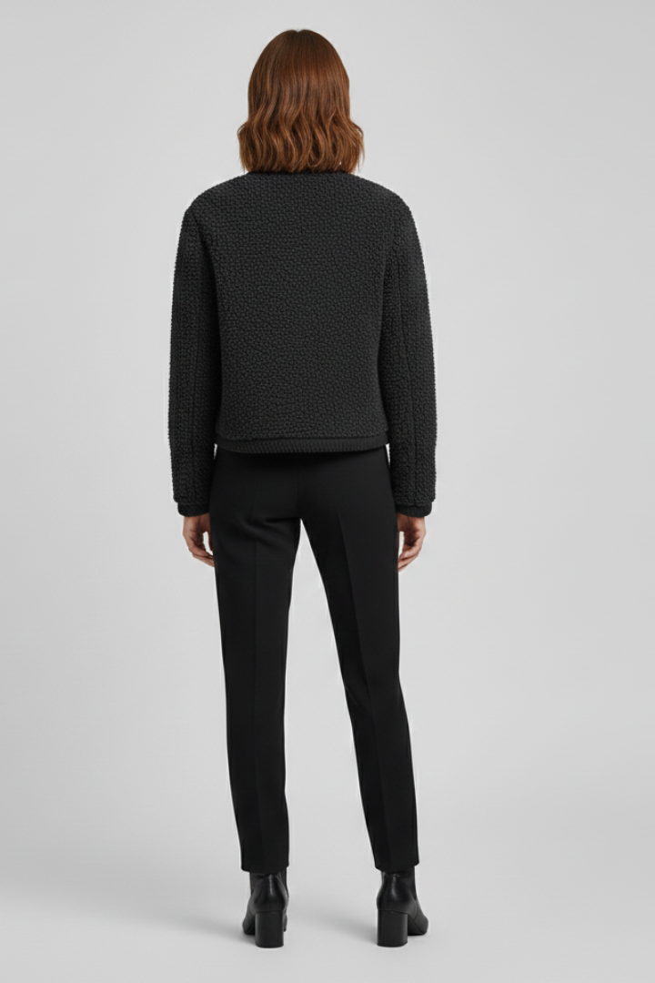 Women’s Fleece Jacket with Button Front and Textured Surface