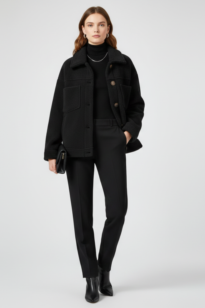 Women’s Fleece Jacket with Buttons and Generous Pockets