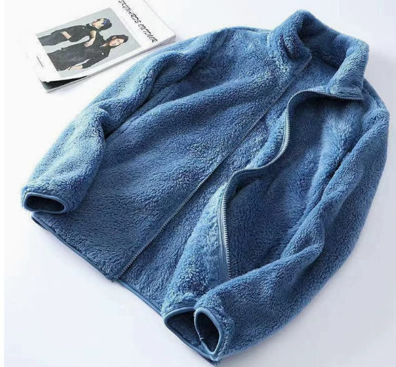 Women's Fleece Jacket with Stand-Up Collar and Zip