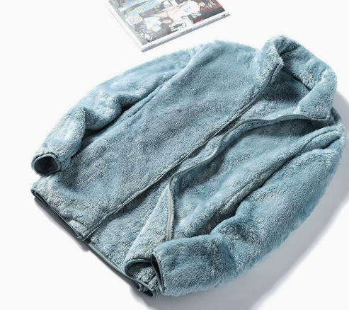 Women's Fleece Jacket with Stand-Up Collar and Zip