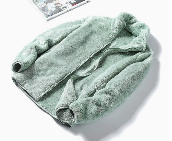 Women's Fleece Jacket with Stand-Up Collar and Zip
