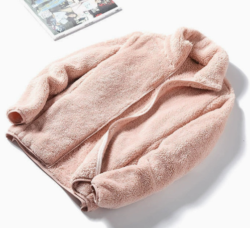 Women's Fleece Jacket with Stand-Up Collar and Zip