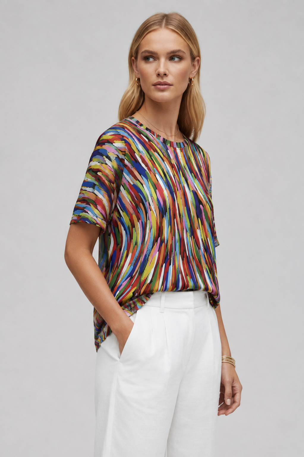 Women's Printed Short Sleeve Blouse