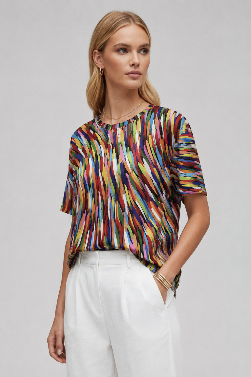 Women's Printed Short Sleeve Blouse