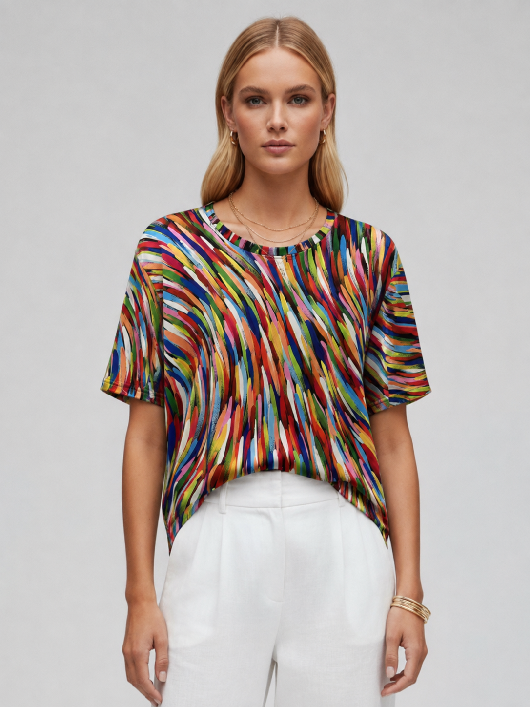 Women's Printed Short Sleeve Blouse