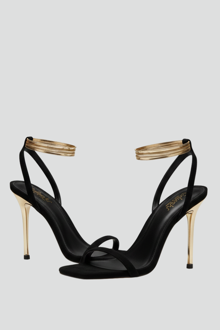 Women’s Heeled Sandals with Thin Strap and Wrap-Around Ankle Strap