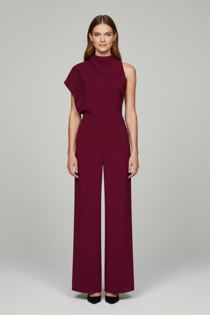 Women’s Jumpsuit with High Neckline and Wide Legs
