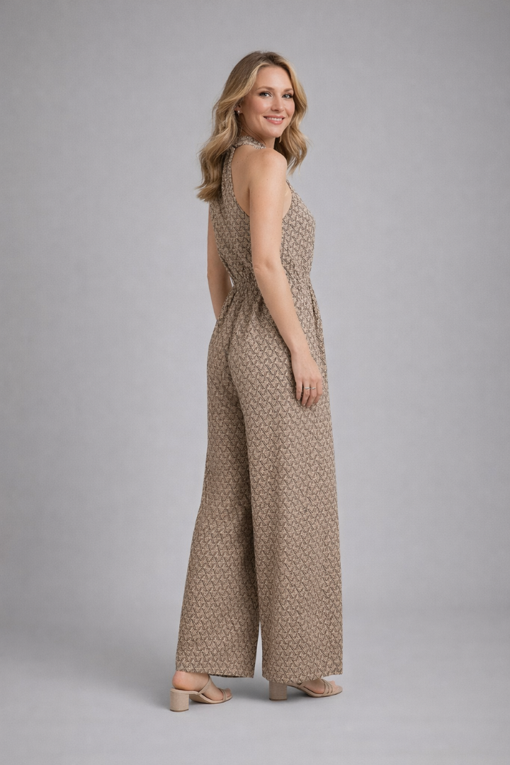 Women’s Jumpsuit with High Neckline and Wide Legs