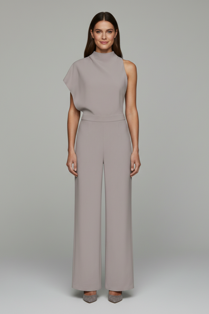 Women’s Jumpsuit with High Neckline and Wide Legs