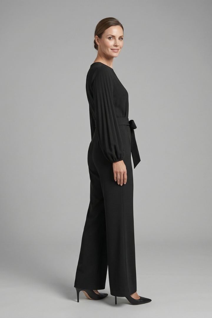 Women’s Jumpsuit with Long Sleeves and Tie Waist