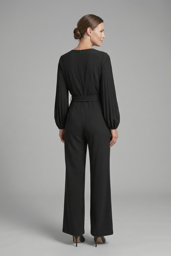 Women’s Jumpsuit with Long Sleeves and Tie Waist