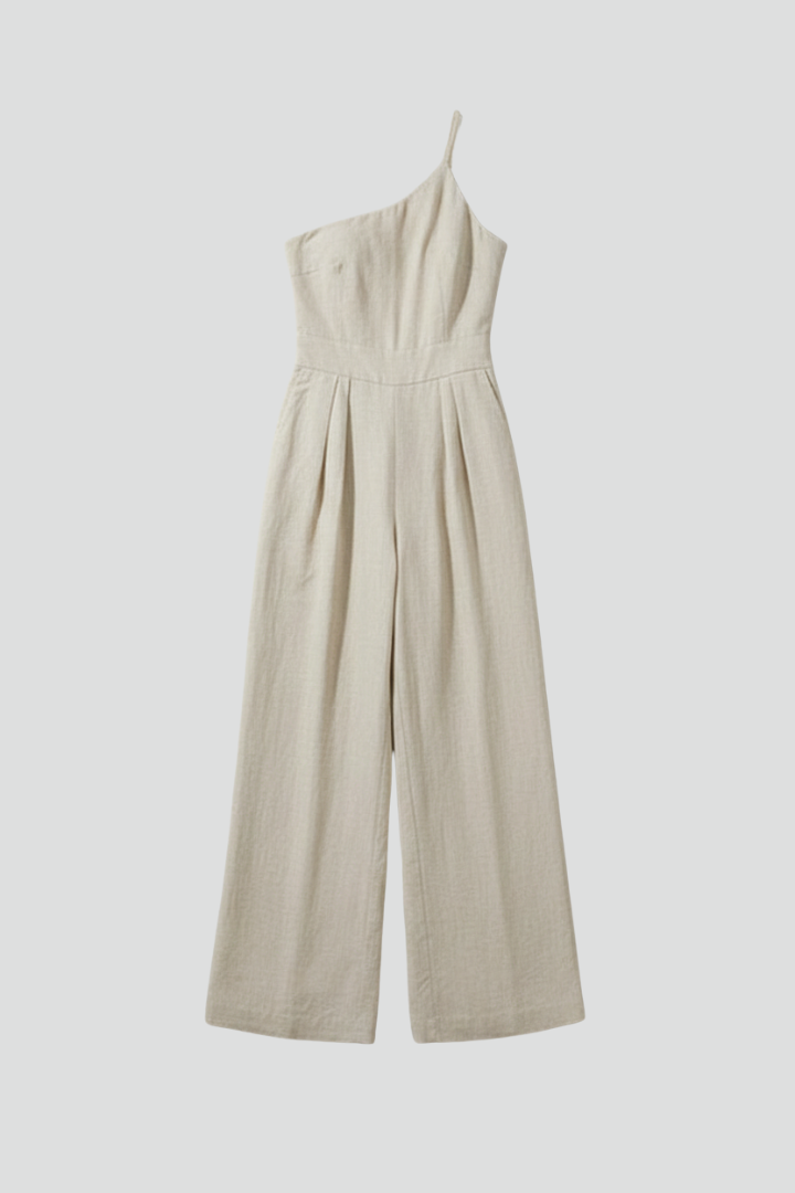 Women’s Jumpsuit with One-Shoulder Neckline and Wide Legs