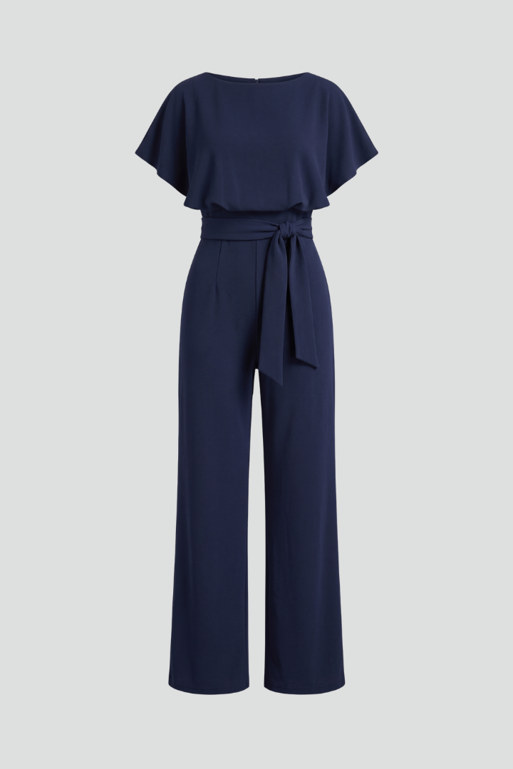 Women’s Jumpsuit with Round Neckline and Wide Legs