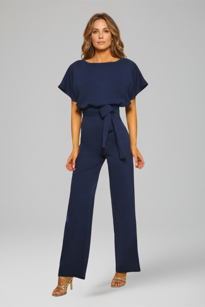 Women’s Jumpsuit with Round Neckline and Wide Legs