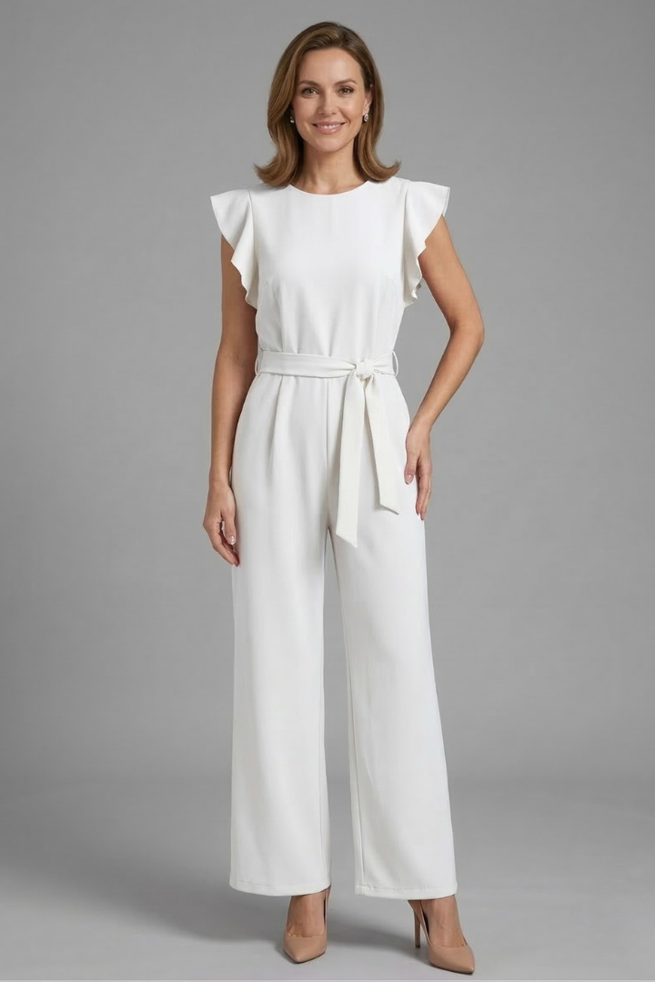 Women’s Jumpsuit with Round Neckline and Wide Legs
