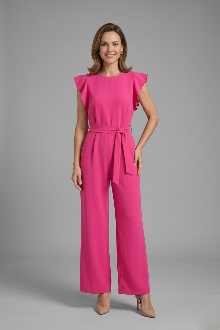 Women’s Jumpsuit with Round Neckline and Wide Legs