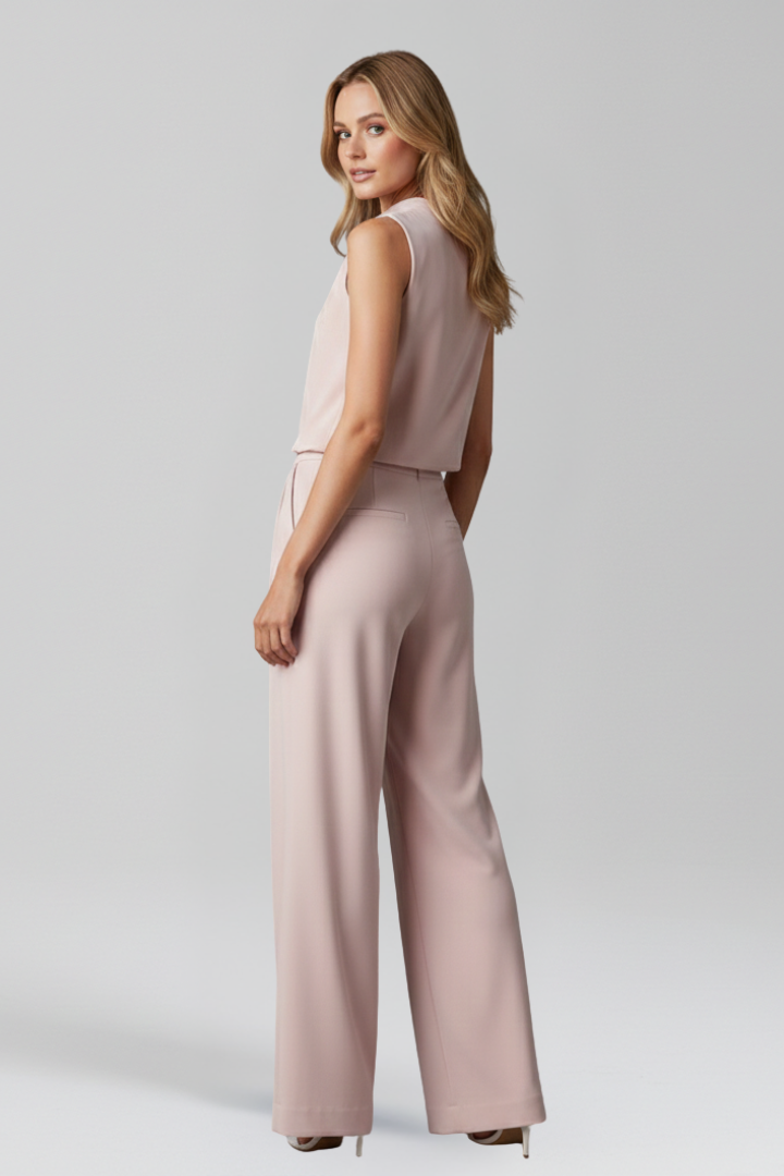 Women’s Jumpsuit with Round Neckline and Wide Legs