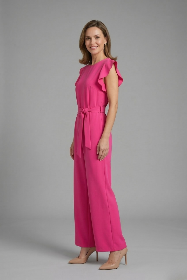 Women’s Jumpsuit with Round Neckline and Wide Legs